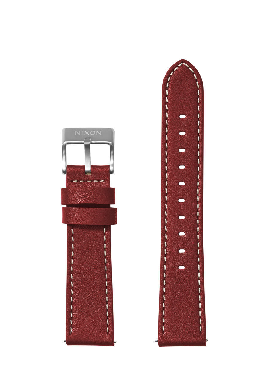 20mm Stitched Leather Band - Cranberry View 1