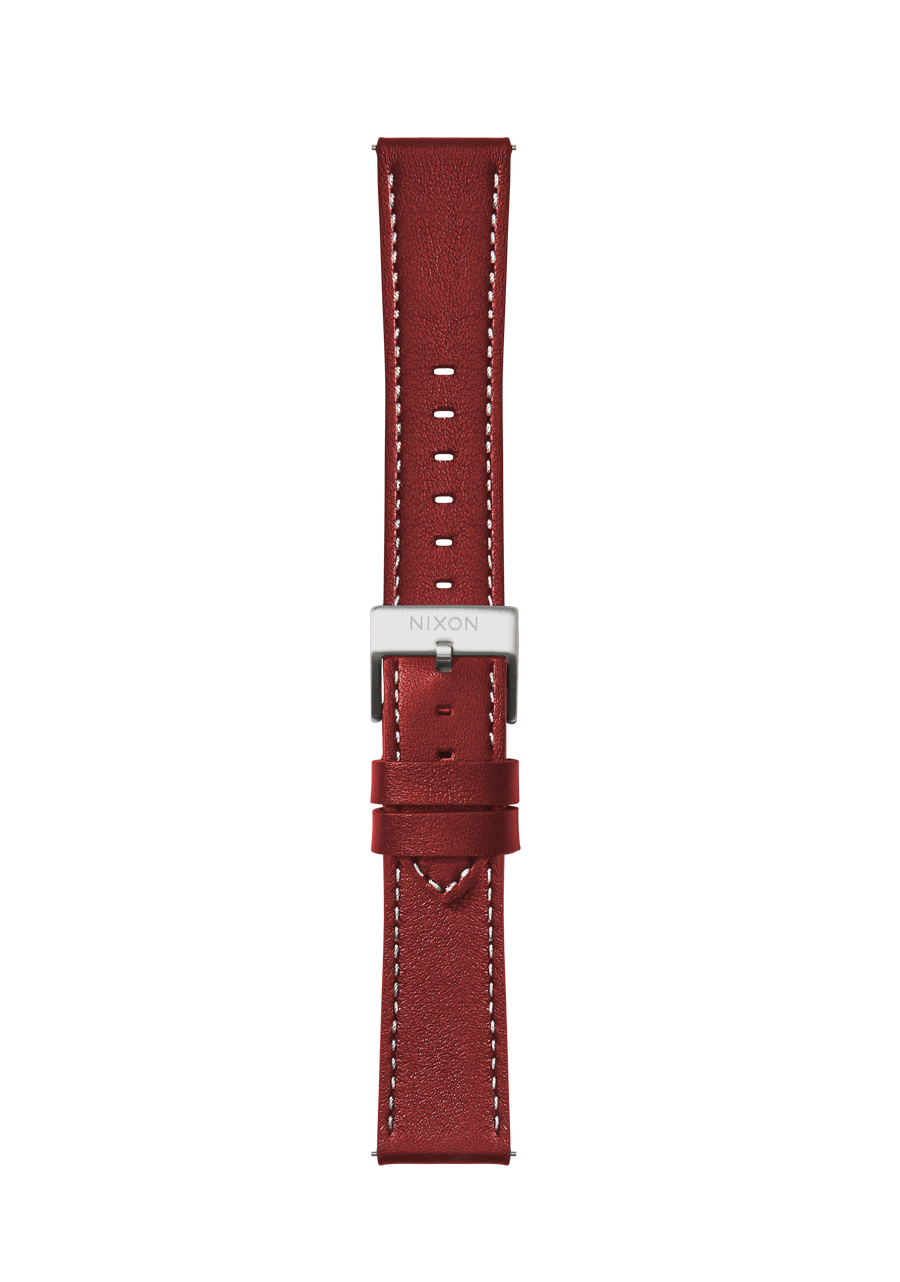 20mm Stitched Leather Band - Cranberry View 2