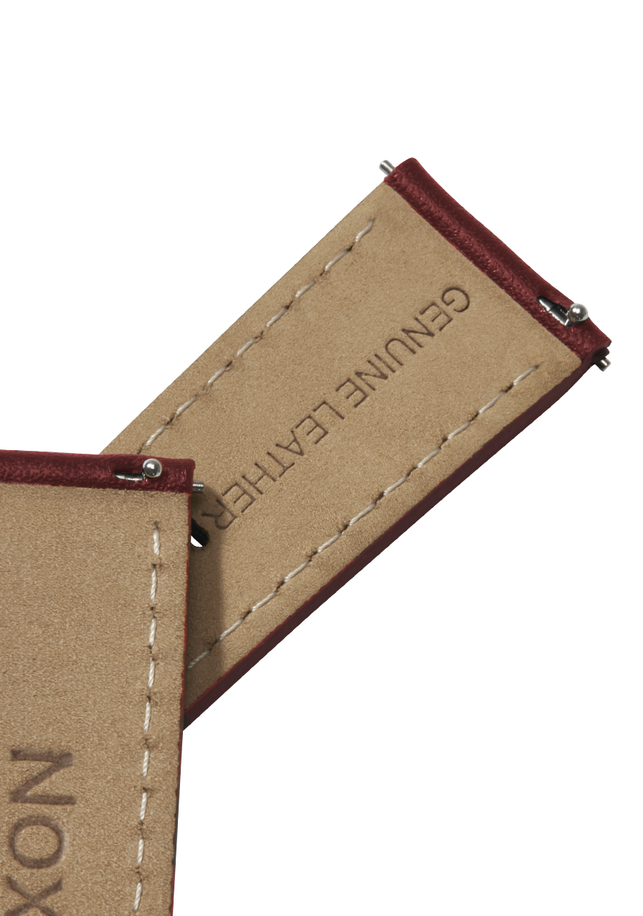 20mm Stitched Leather Band - Cranberry View 3