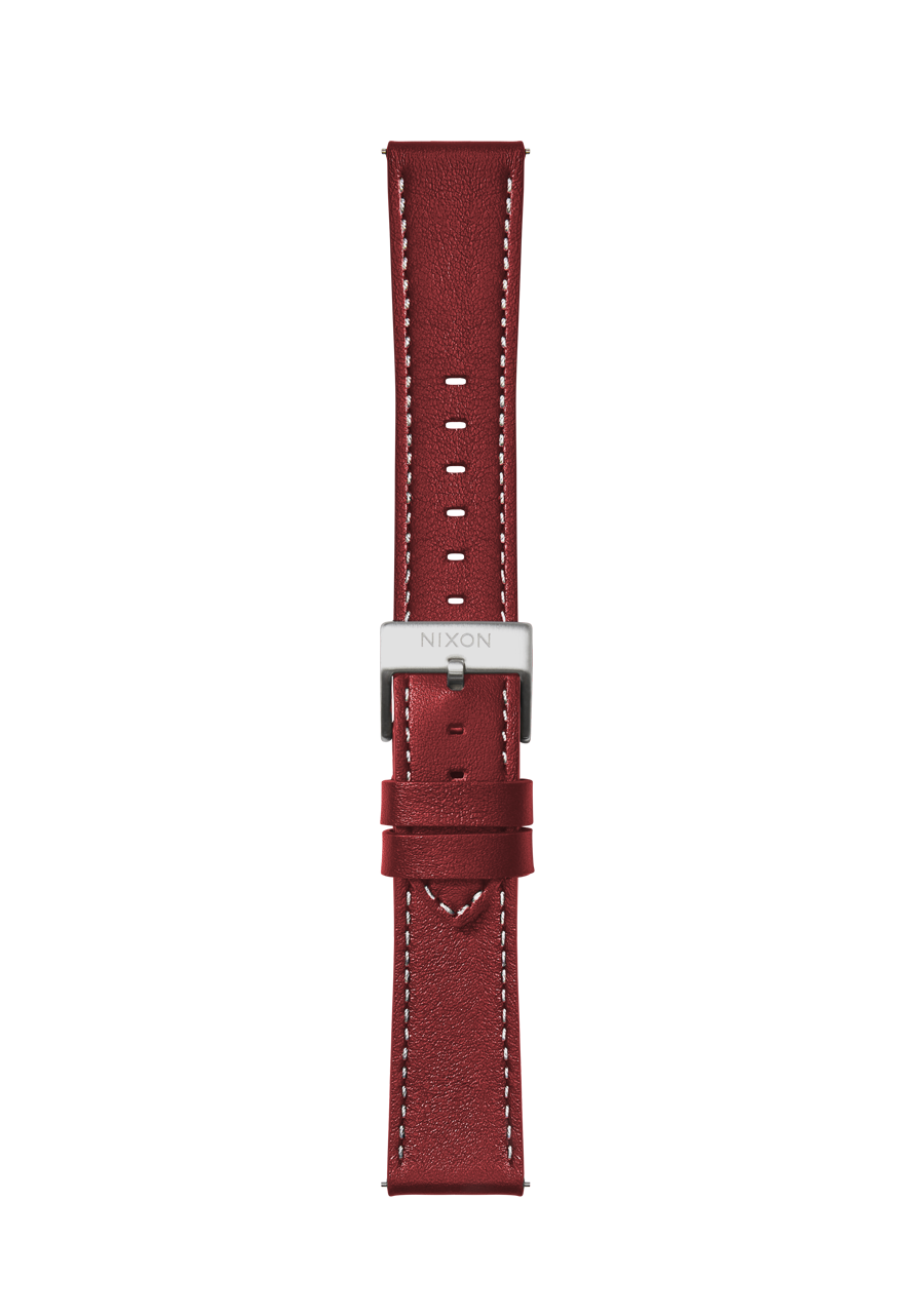 23mm Stitched Leather Band - Cranberry View 2