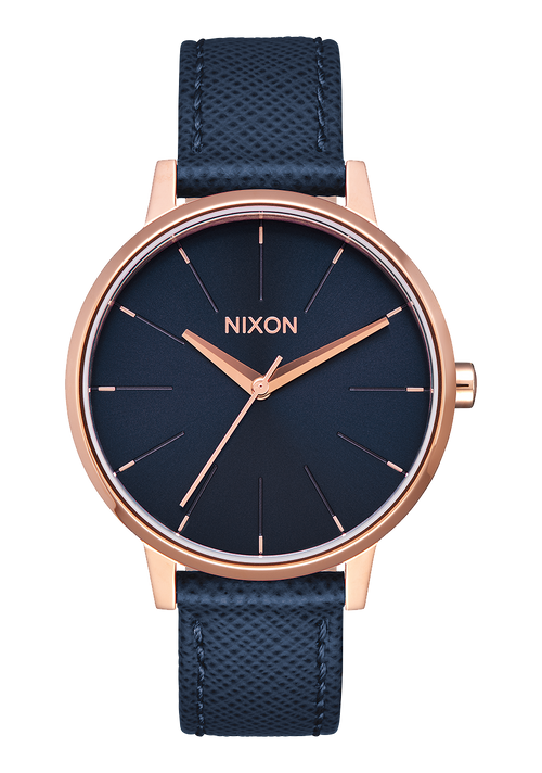 Kensington Leather - Navy / Rose Gold