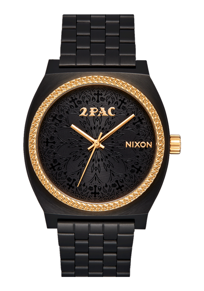 Time Teller 2PAC Collab Watch Black Gold 2PAC Wristwatch