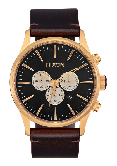 Sentry Chrono Leather - Gold / Indigo / Brown