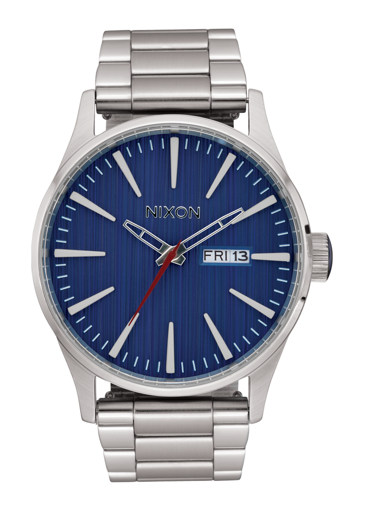 
Nixon Sentry Stainless Steel Watch - Analog - Silver / Indigo - View 1