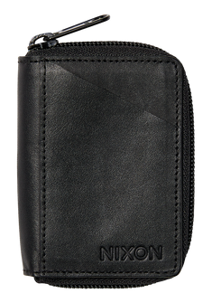 Orbit Zip Card Leather Wallet - Black