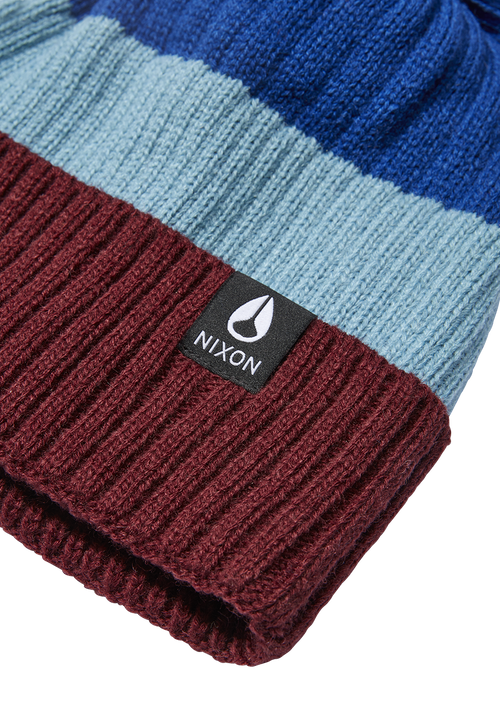 Schrader Pom Beanie - Dark Cherry / Blue