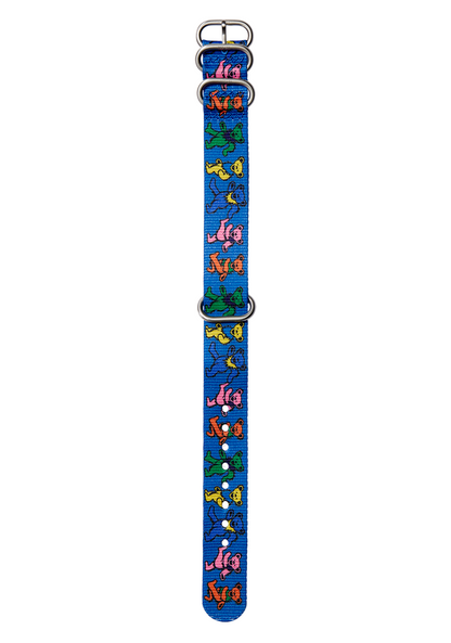 Grateful Dead 20mm Recycled NATO Band - Blue / Dancing Bears View 1