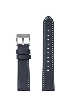 20mm Stitched Leather Band - Navy