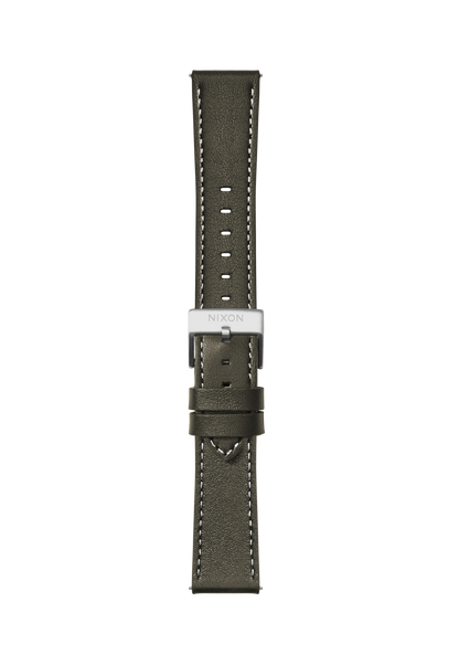 23mm Stitched Leather Band - Dark Olive View 2