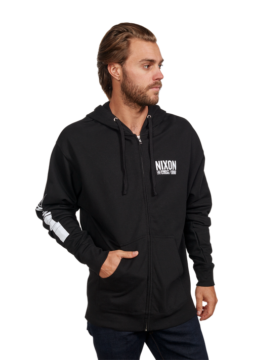 Track Zip Hoodie - Black / White